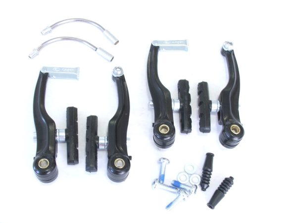 Juego Completo de Frenos V-Brake - Brazos de 104mm, Aluminio Plata (Delantero y Trasero)