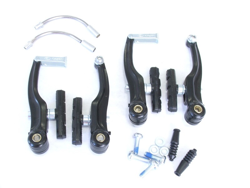 Juego Completo de Frenos V-Brake - Brazos de 104mm, Aluminio Plata (Delantero y Trasero)