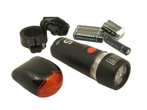 Juego de Luces Delanteras y Traseras de 5 LED – Luz Trasera Intermitente de 3 LED con 3 Modos, a pilas