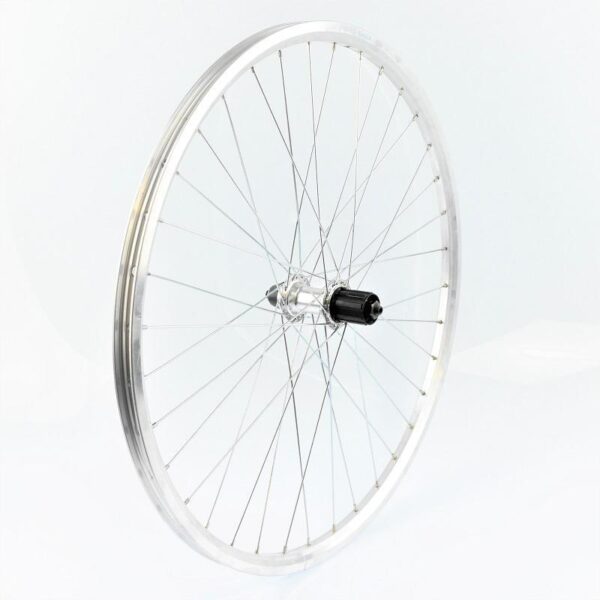 Rueda Trasera 28" (622) - Doble Pared - Llanta de Aluminio - Cassette - Plata - Rodamiento Industrial