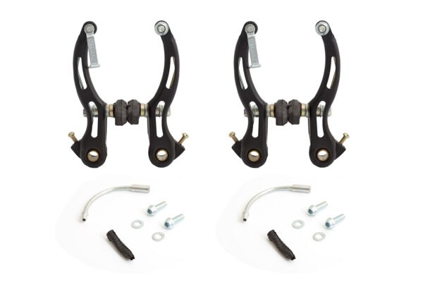 Juego de frenos V-Brake de acero con tornillos, codo y fuelle