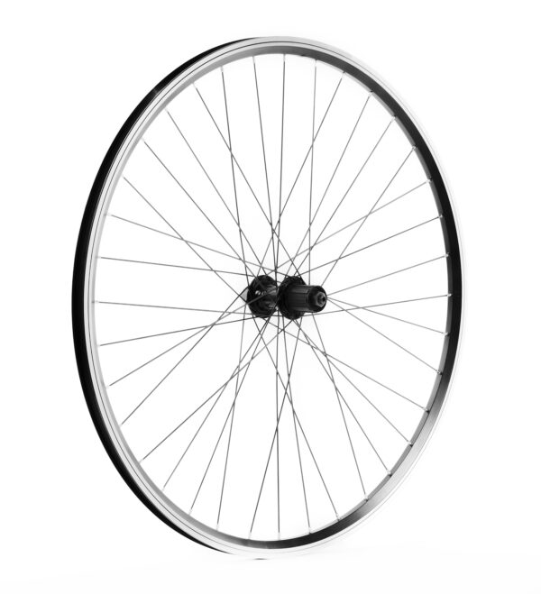 Wiel 22-622 MTB Achter Dubbelwandig Aluminium Band 8-Speed Cassette, Snelspanner, Alu Naaf met Zwarte Spaken