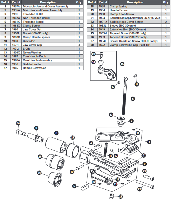 Vis de Serrage Park Tool pour Tête de Pied d'Atelier 100-3D