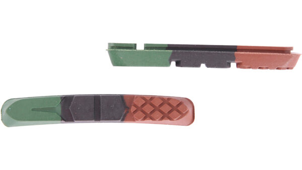 Patin de Frein 3D Contec V-Stop pour V-Brake (Gomme Seule) Noir/Vert/Marron