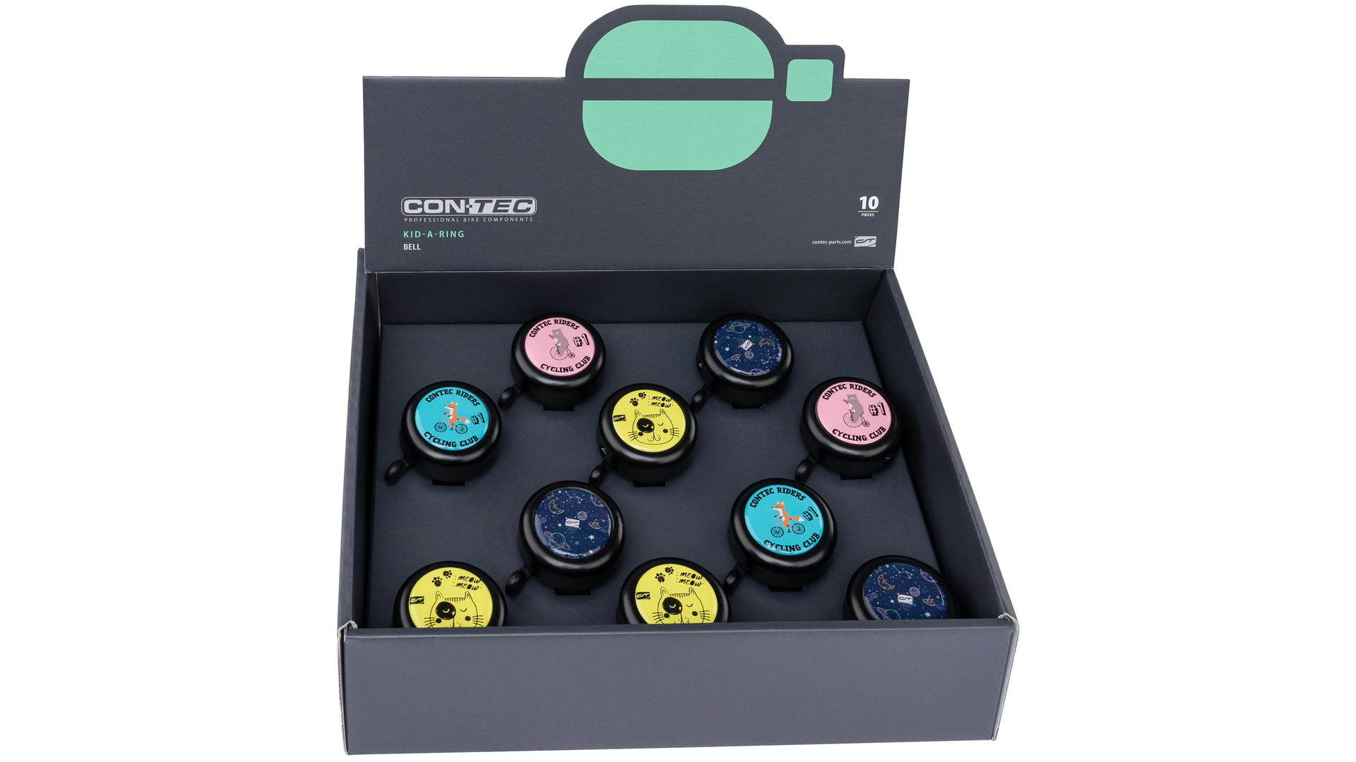 Timbre Bicicleta Infantil Contec Kid-a-Ring Aluminio (Juego de 10)