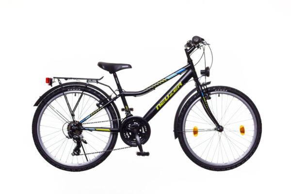 Bici da Città per Ragazzi 24" Bobby - 18 Velocità Shimano - Nero/Verde-Blu