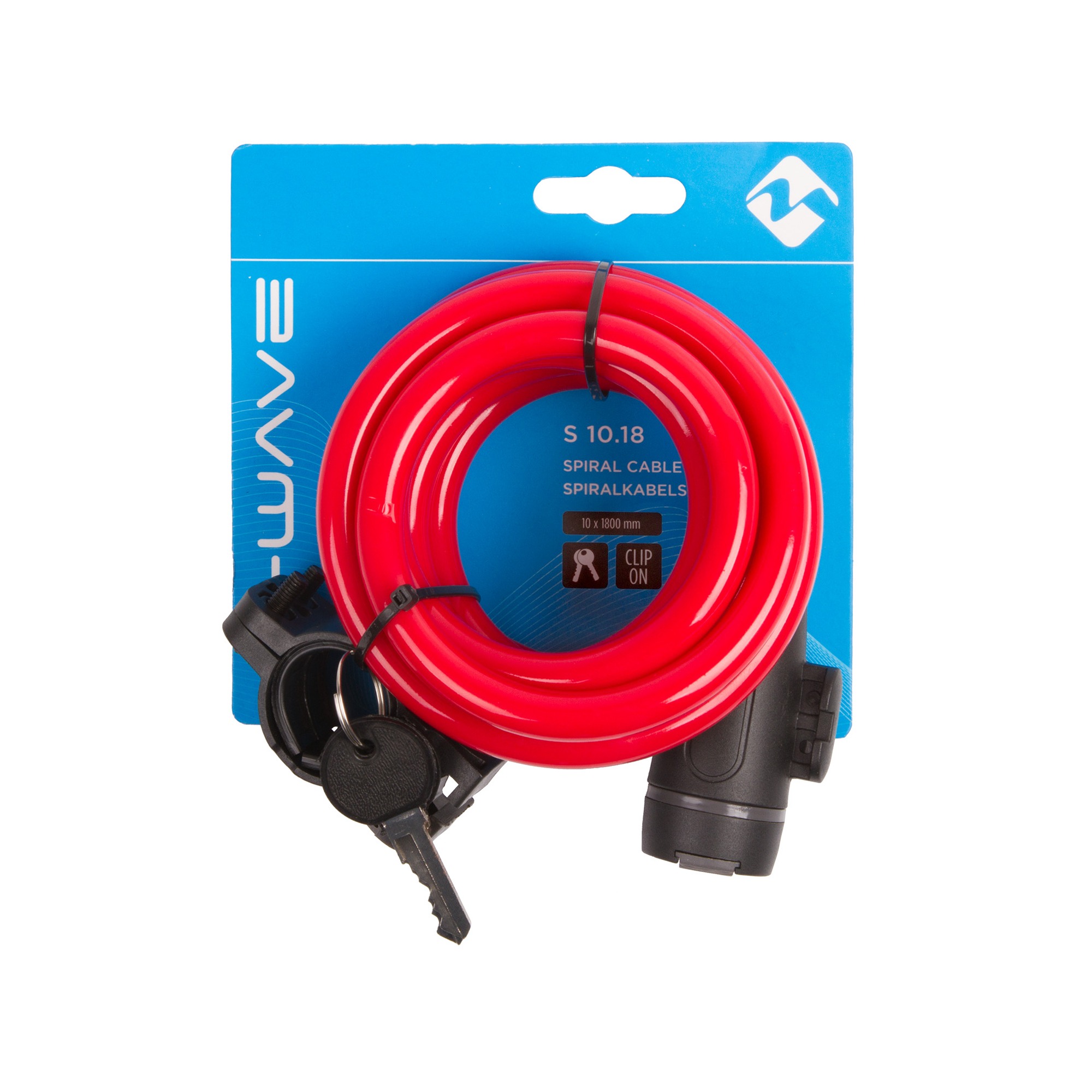 M-Wave spiraalkaabli lukk võtmega 10 x 1800 mm (koos kinnitusega) punane - Image 2