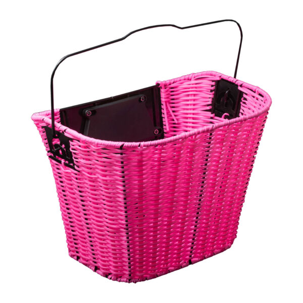 Panier avant en plastique tressé à fixation rapide - Rose