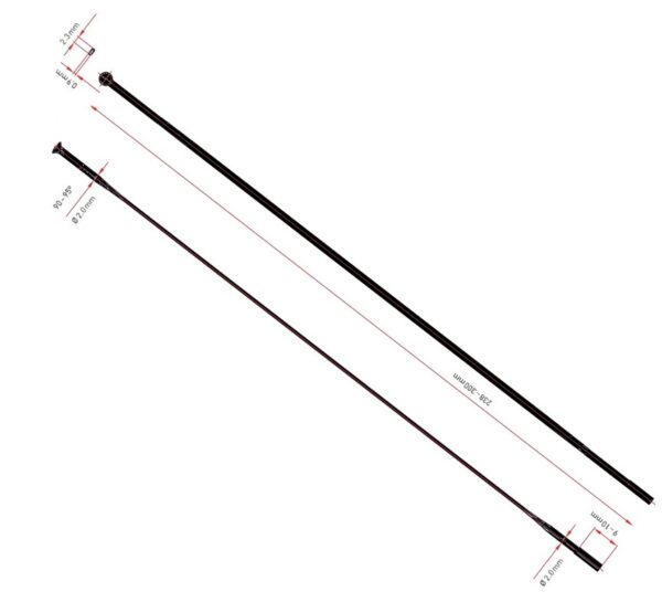 Radio de tiro recto DT Swiss Aerolite - 2.0/2.3/0.9 x 298mm, Plata