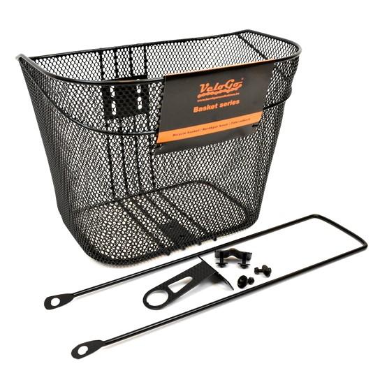 Cesta Delantera de Alambre VeloGo - Negro 34x26x26cm