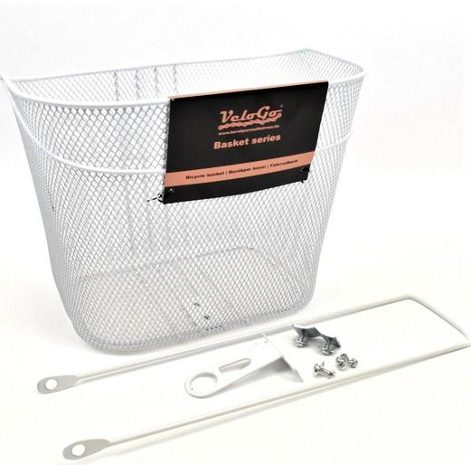 Cesta Delantera de Alambre VeloGo - Blanco 34x26x26cm