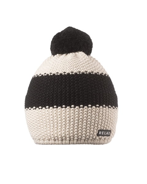 Bonnet tricoté à pompon adulte Relax Legos - Crème/Noir