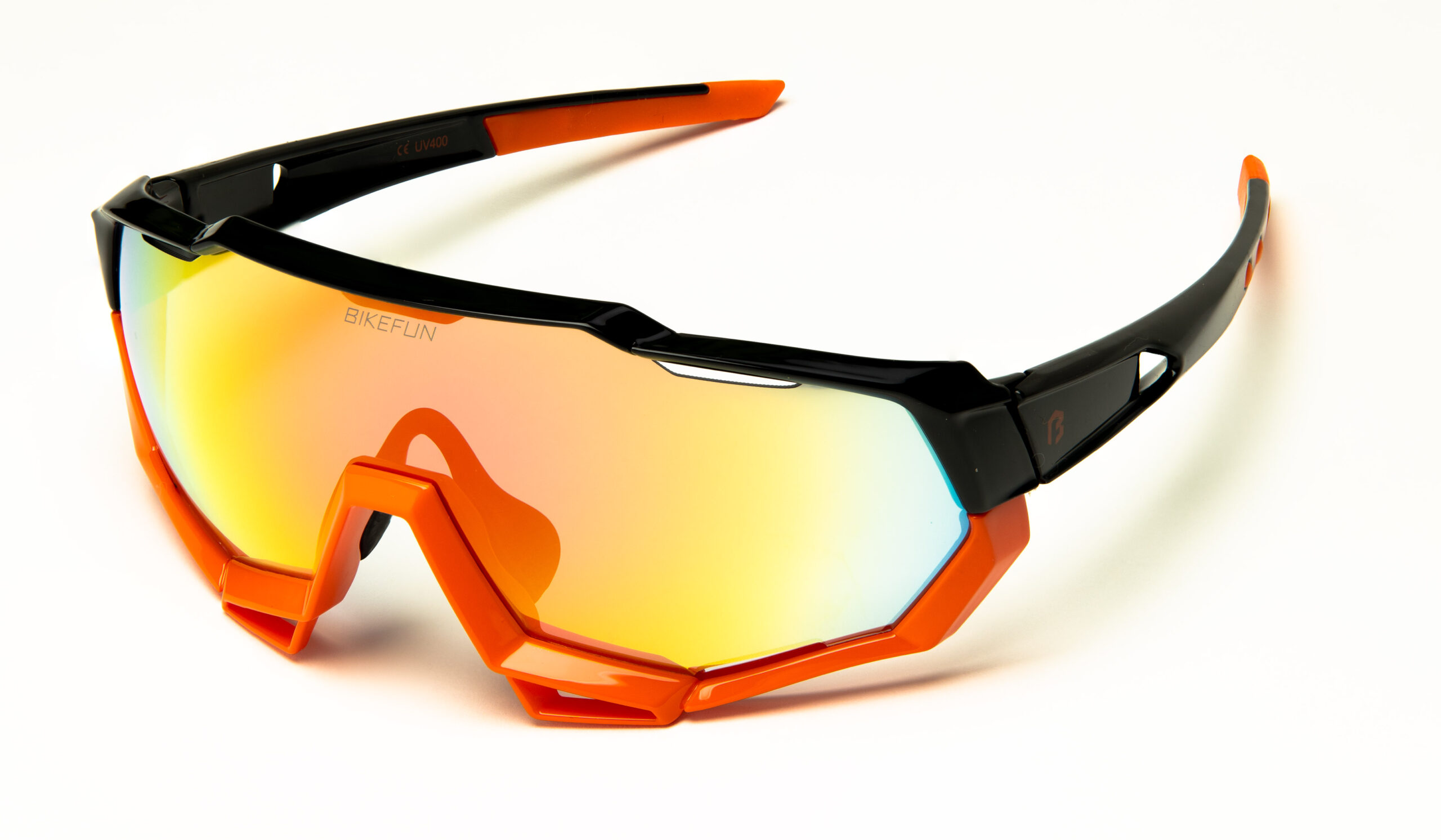 Lunettes de Soleil Bikefun Stealth Monture Orange Verre Rouge Revo