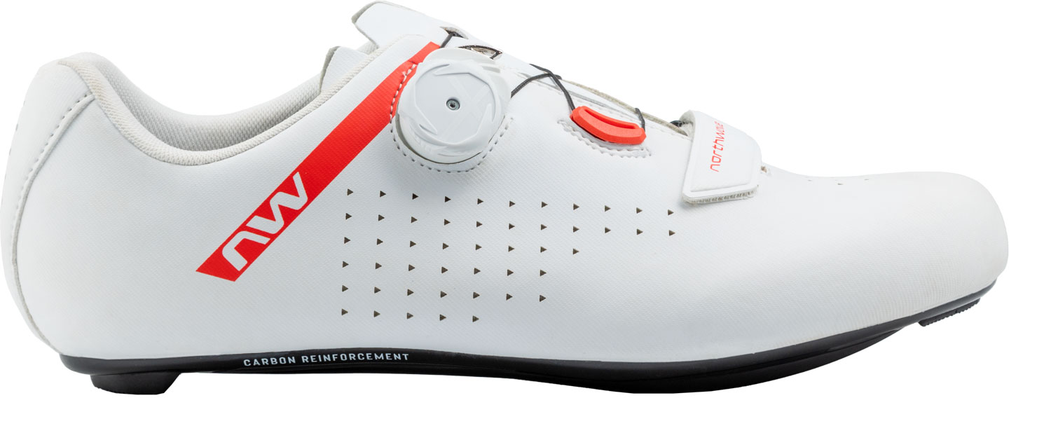Chaussures Route Northwave Core Plus 2 46 Blanc/Rouge Fluo