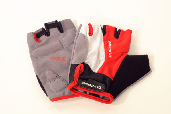 Stretch-Fit Fietshandschoenen met Amara Palm & Badstof Duim | Rood/Wit | Maat XL