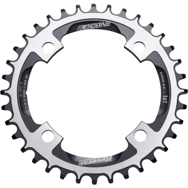 Převodník Reverse BLACK ONE Narrow Wide 36T 9/10/11-Rychlostní BCD 104mm Černo-Stříbrný