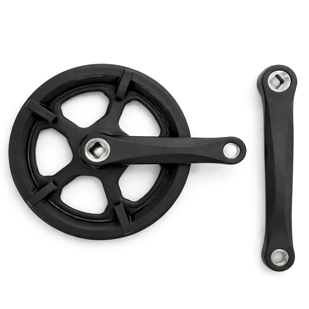 Stahl Kurbelgarnitur Vierkant 42Z 3/32" Doppel Kettenblattschutz, 170mm Aluminium Kurbelarm mit Staubschutz