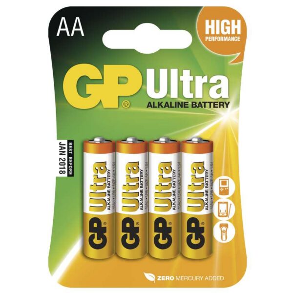 Pilha Alcalina GP Ultra LR6 1.5V AA (4 Unid)