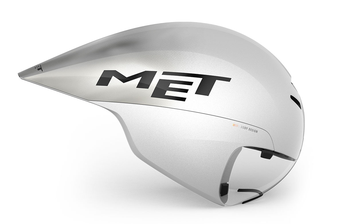 MET Drone Wide Body II Aero Eraldistardi/Triatlonikiiver Metallik Valge L (58-61cm)