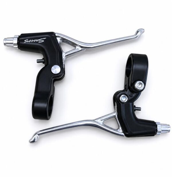 Manetes V-Brake Alumínio 3 Dedos Saccon L65A Prata/Preto