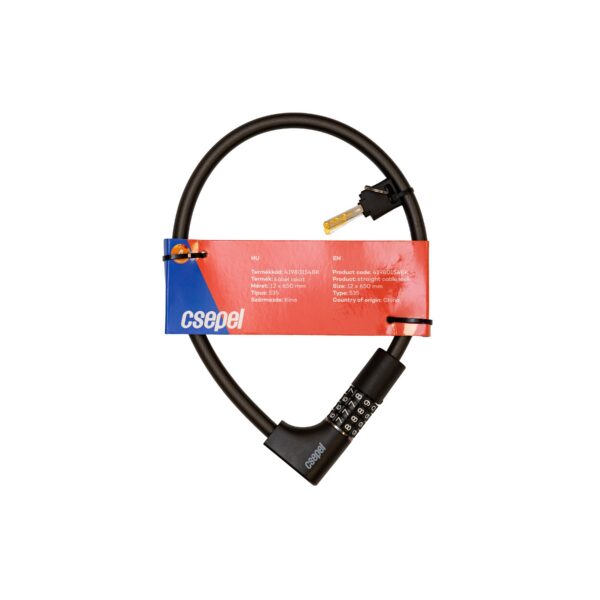 Lankový Zámok na Kľúč a Kód Csepel 12x650mm Čierny s Držiakom