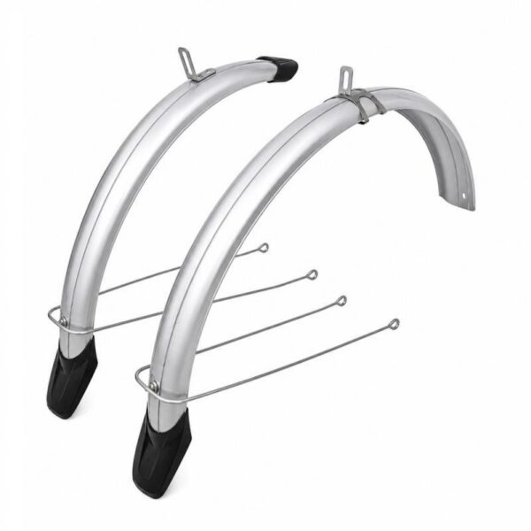 VeloGo Ecotech 24" Alu-Plastic Spatbord Set 58mm U-Stang Zilver