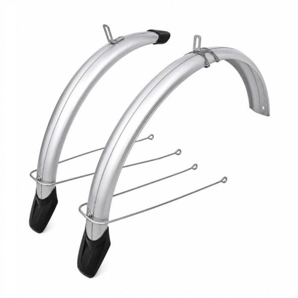 VeloGo Ecotech 26" Alu-Plastic Spatbord Set 58mm U-Stang Zilver