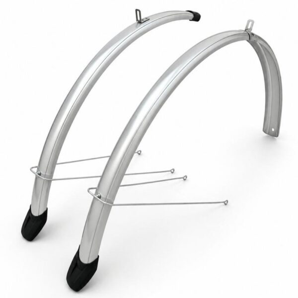 VeloGo Ecotech 28" Alu-Plastic Spatbord Set 46mm U-Stang Zilver