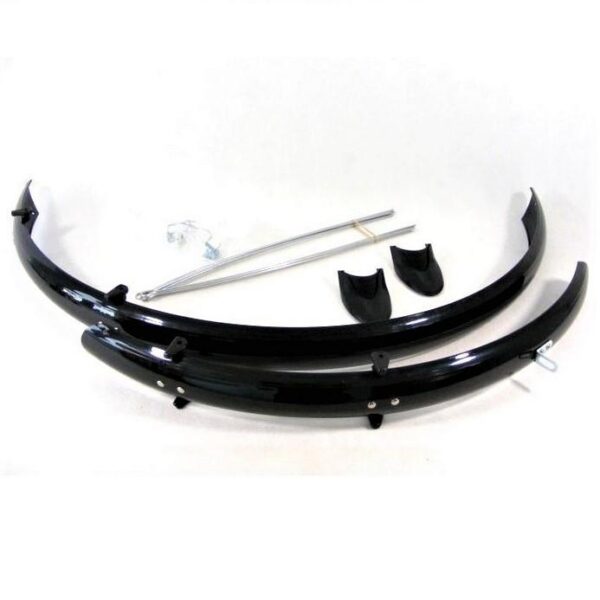VeloGo Or-Type 26" Alu-Plastic Spatbord Set 56mm V-Stang Zwart