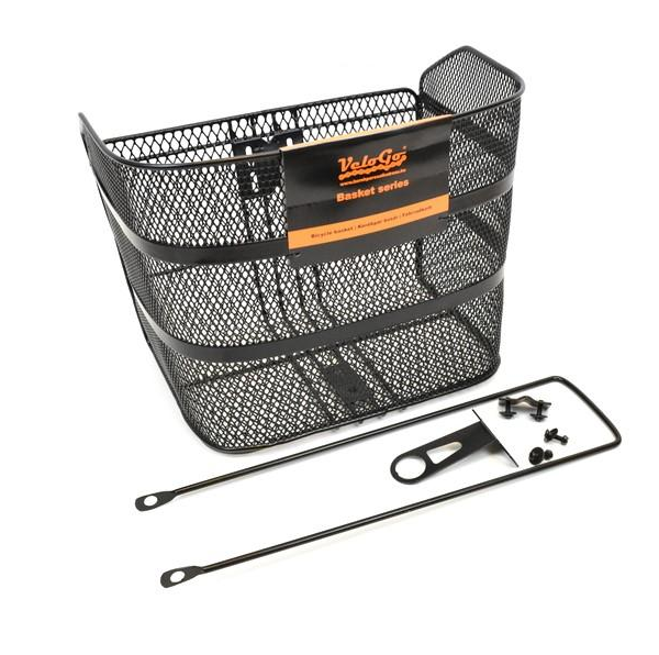 VeloGo Eesmine Metallkorv Tugedega Must XXL 37x26x27cm