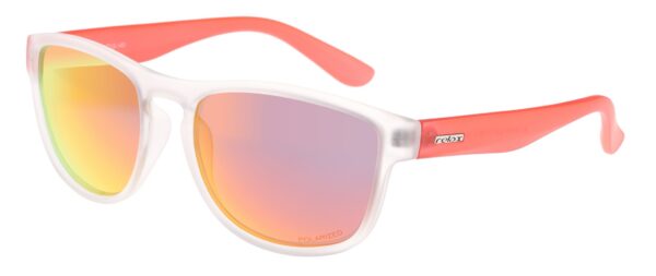 RELAX Amund R3086D Kinderzonnebril, Gepolariseerd, Lens: Oranje, Montuur: Transparant Rood