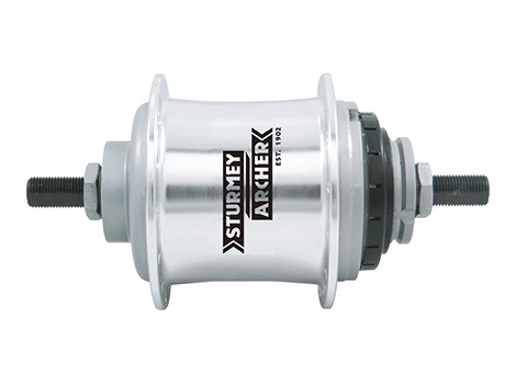 Sturmey Archer S-RF5 5-Gang Freilauf Getriebenabe Set 36 Loch Silber Alu