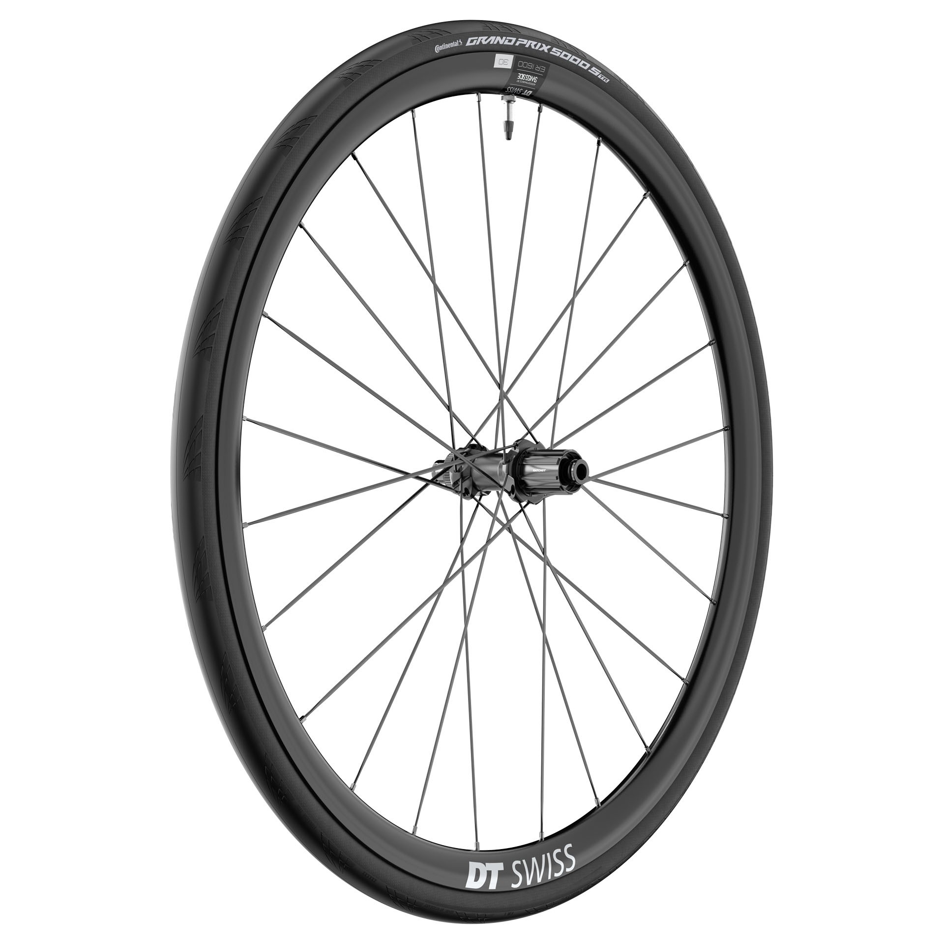 DT Swiss ER 1600 SPLINE db 30 WTS Hinterrad (mit Continental GP5000 STR Reifen)