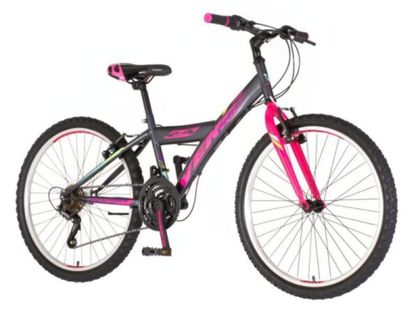 Bicicleta de Criança Venssini Parma 24 Grafite-Rosa (1241069)