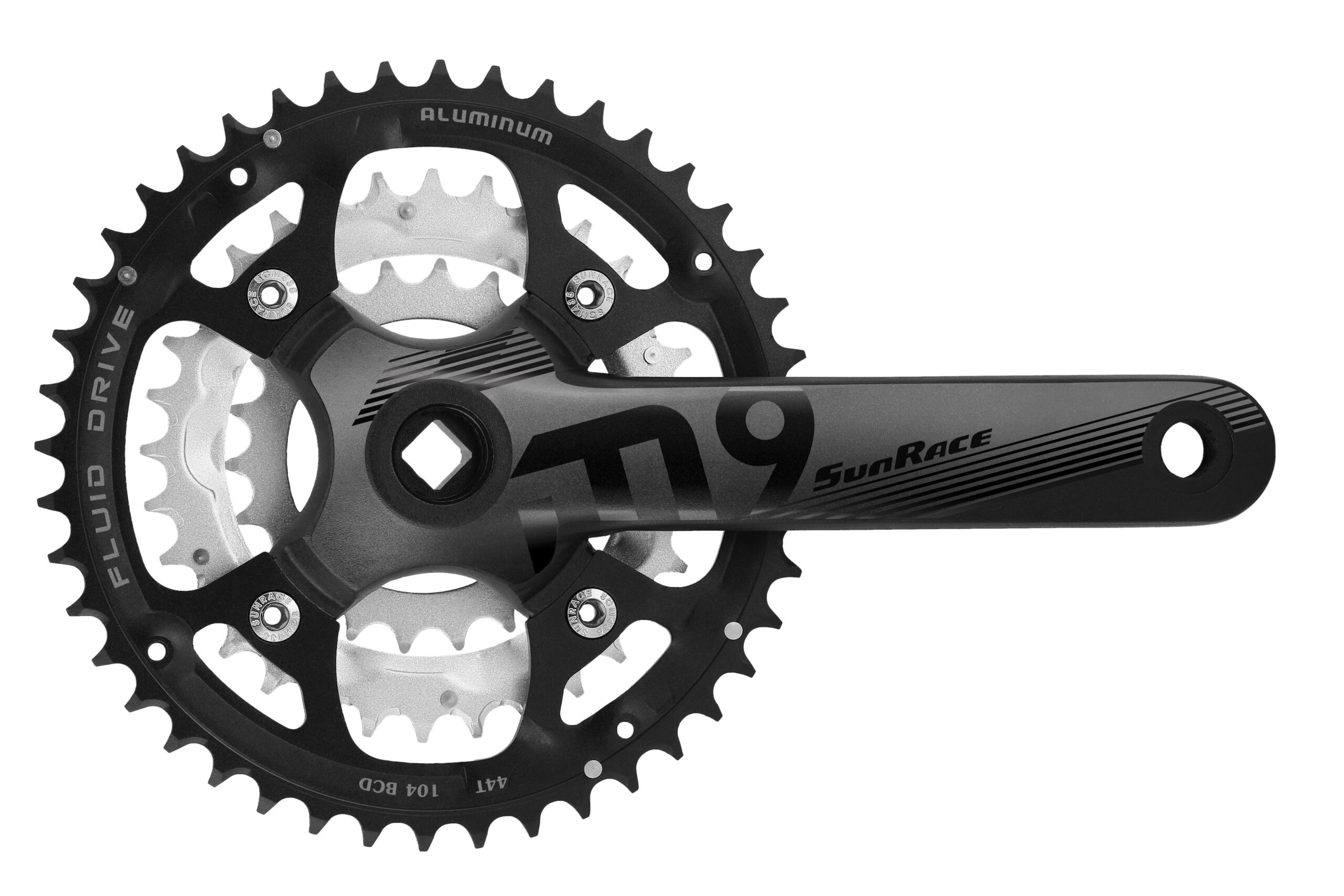 SunRace 9-fach MTB Kurbelgarnitur 22/32/44 Zähne 175mm (M914)