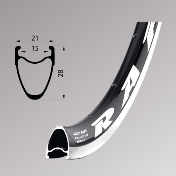 Remerx RAPID Fälg 622x15 24H Svart Svarvad Bromsyta