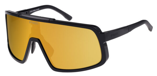 R2 REVEL AT027A Sonnenbrille Schwarzer Rahmen / Gold Chrom Glas mit Aufprallschutz und Etui