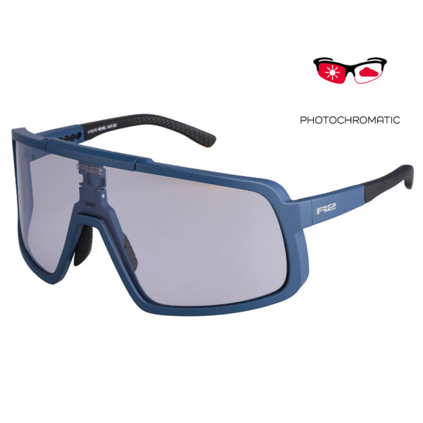 R2 REVEL AT027G Sonnenbrille Blauer Rahmen / Photochromes Glas S1-S4 mit Aufprallschutz und Etui
