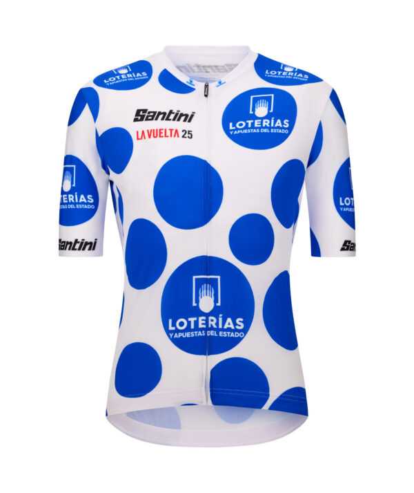 Santini LA VUELTA KING OF THE MOUNTAINS Fietsshirt Blauw met Stippen M