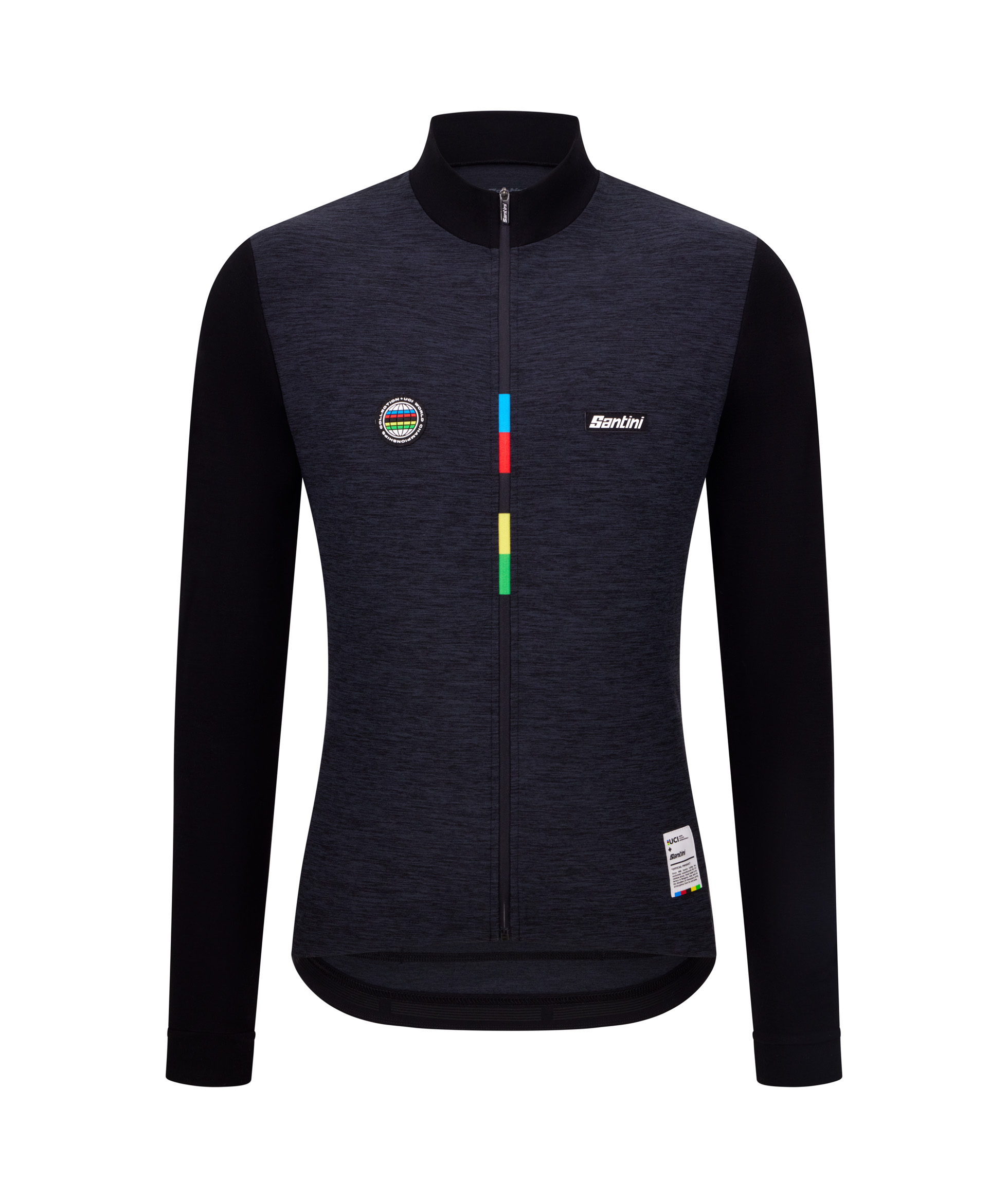 Santini MONDO UCI World Championships Langarmtrikot Schwarz 3XL (Merino)
