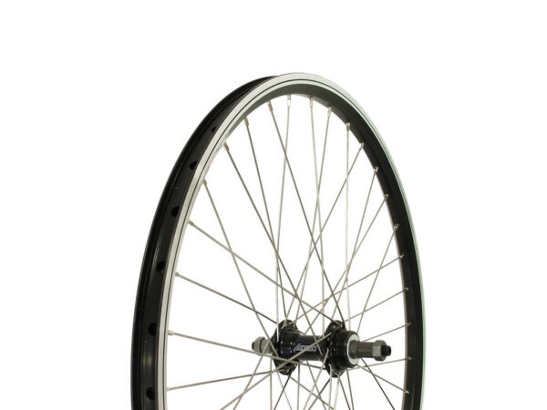 24" Bakhjul, Remerx Dubbelbottnad Alufälg, Alunav med Snabbkoppling, Svart