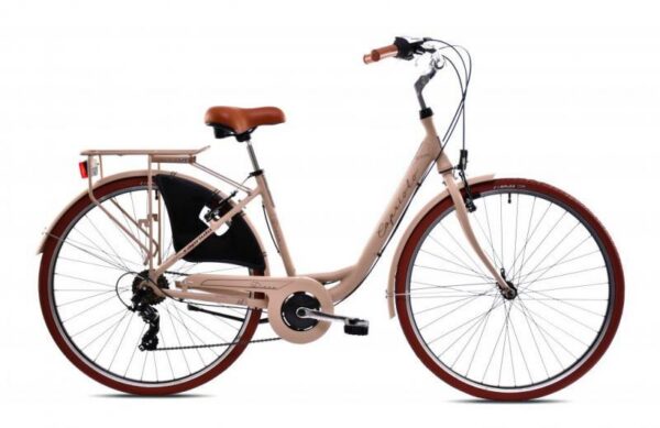 Rower Miejski Damski Capriolo Diana 6-Rzędowy 18" Matowy Beżowy (924760-18)