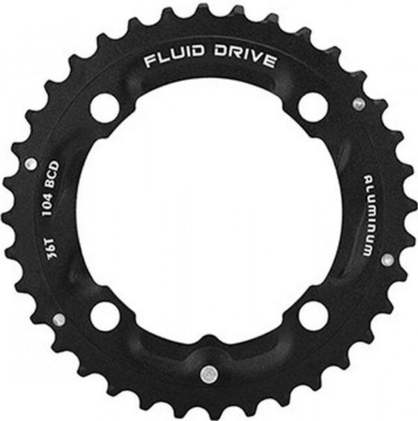 SunRace CRMS66 4-Bouts Symmetrisch Kettingblad 36T 104 BCD Alu Zwart