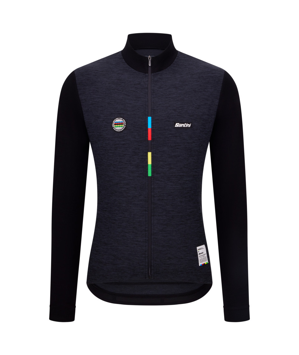 Santini Mondo UCI World Championships Merino Fietsshirt Lange Mouwen XL Zwart