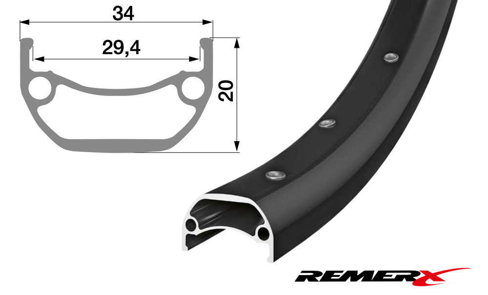Remerx E-Power Pöid 28" (622x30mm) 32H Needitud Tubeless Ready Must