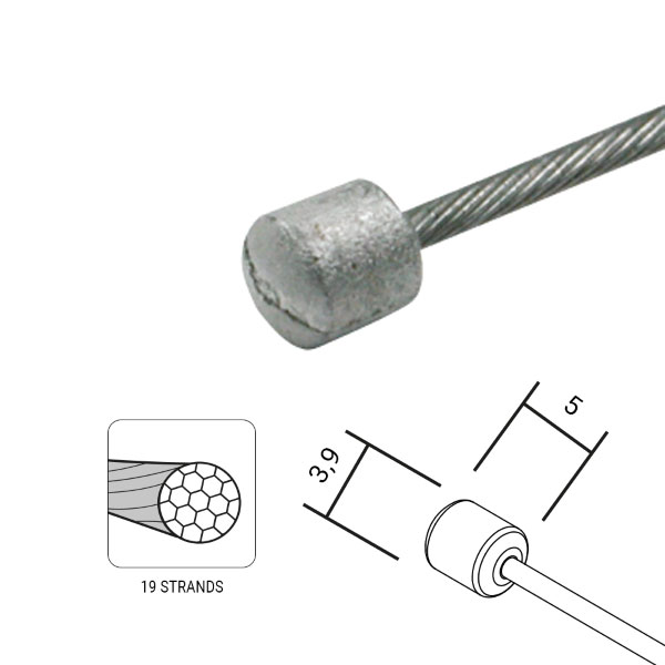 WAG Nerūdijančio Plieno Slick Pavarų Trosas 1.1x1950mm Galinis (10 vnt. pakuotė)