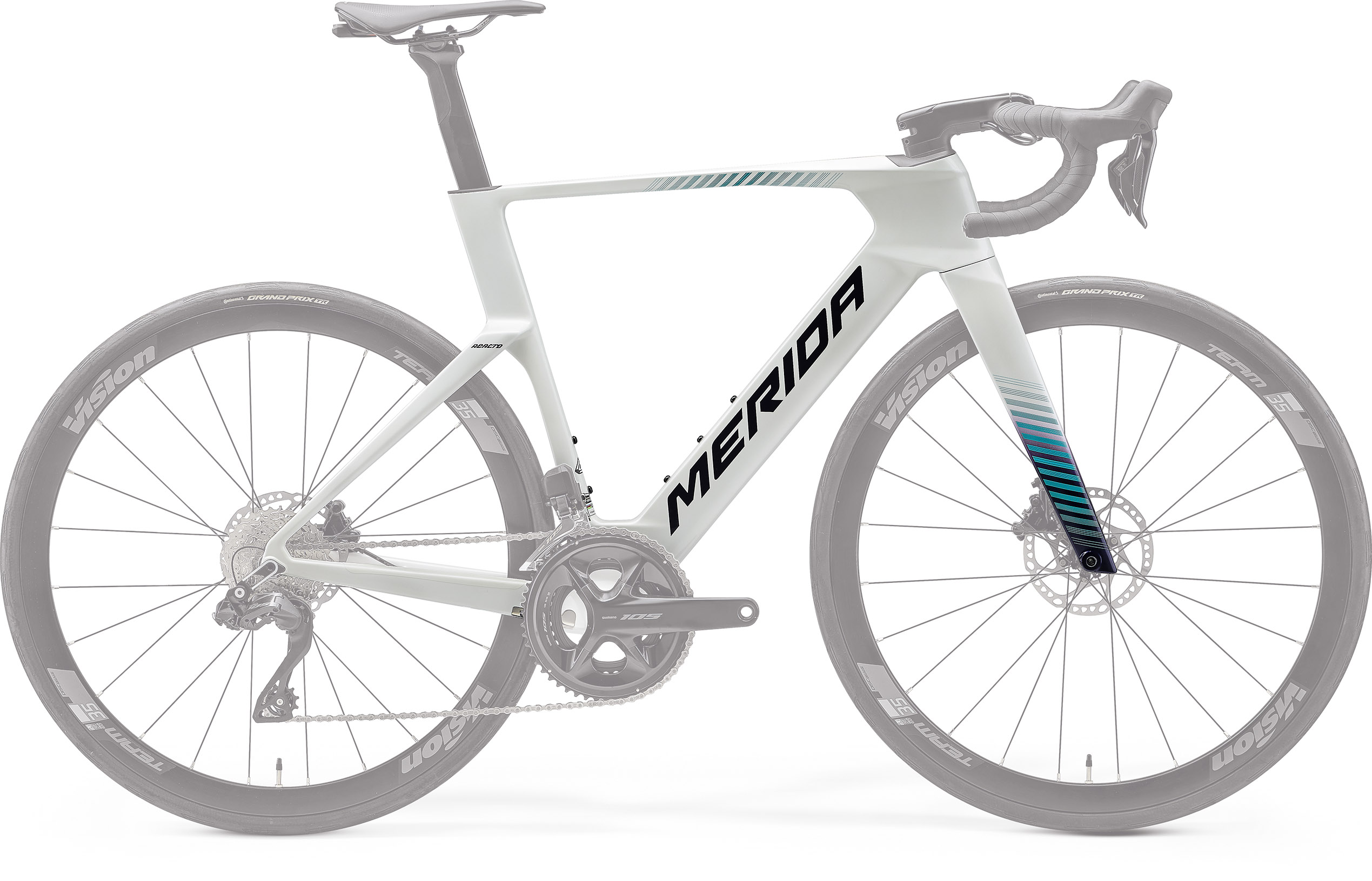 Rám cestného bicykla Merida Reacto 5000 - Perleťový/Modrý/Teal (XS)