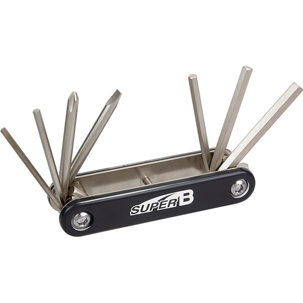 Super B TB-9600 7-ühes Kokkupandav Taskutööriist (Kuuskant 2.5-6mm, PH2, Lapik 5mm)