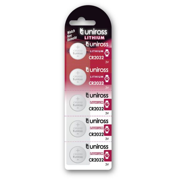 Uniross CR2032 3V Lithium Knoopcelbatterijen (5-Pack)