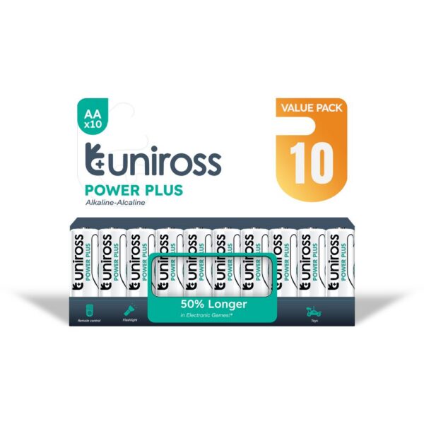 Uniross Power Plus AA / LR6 Alkaline Batterijen (10-Pack)